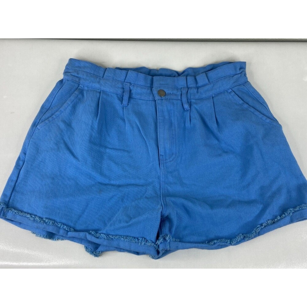 New In Collection Women Large Blue Shorts Cutoff Cuff Scrunch Waist NWT